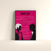 Dripster high-quality Fight Club print poster featuring stylized silhouettes on a vibrant pink background